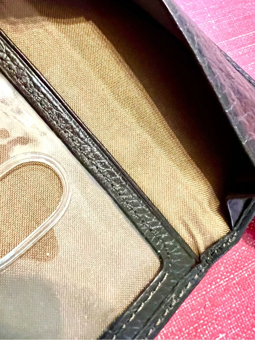 HOBO Dark Brown Pebbled Leather Key & Card Holder with Antique Brass Clip.